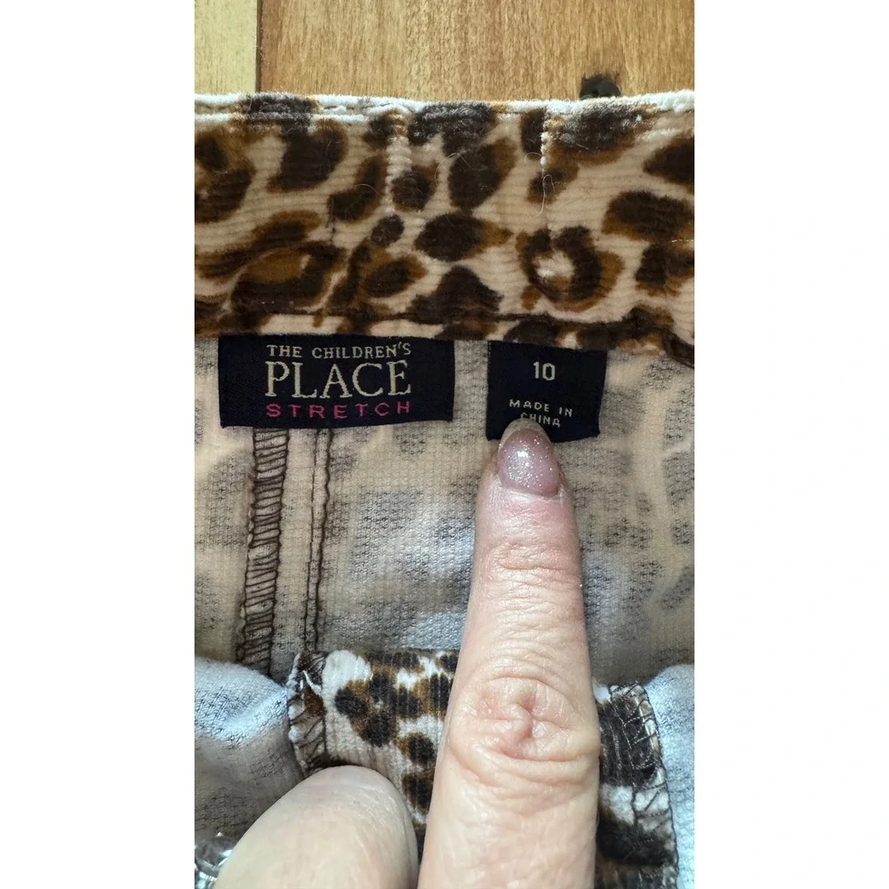 The Childrens Place Kids Girls Leopard Print Corduroy A-Line Skirt Brown Size 10